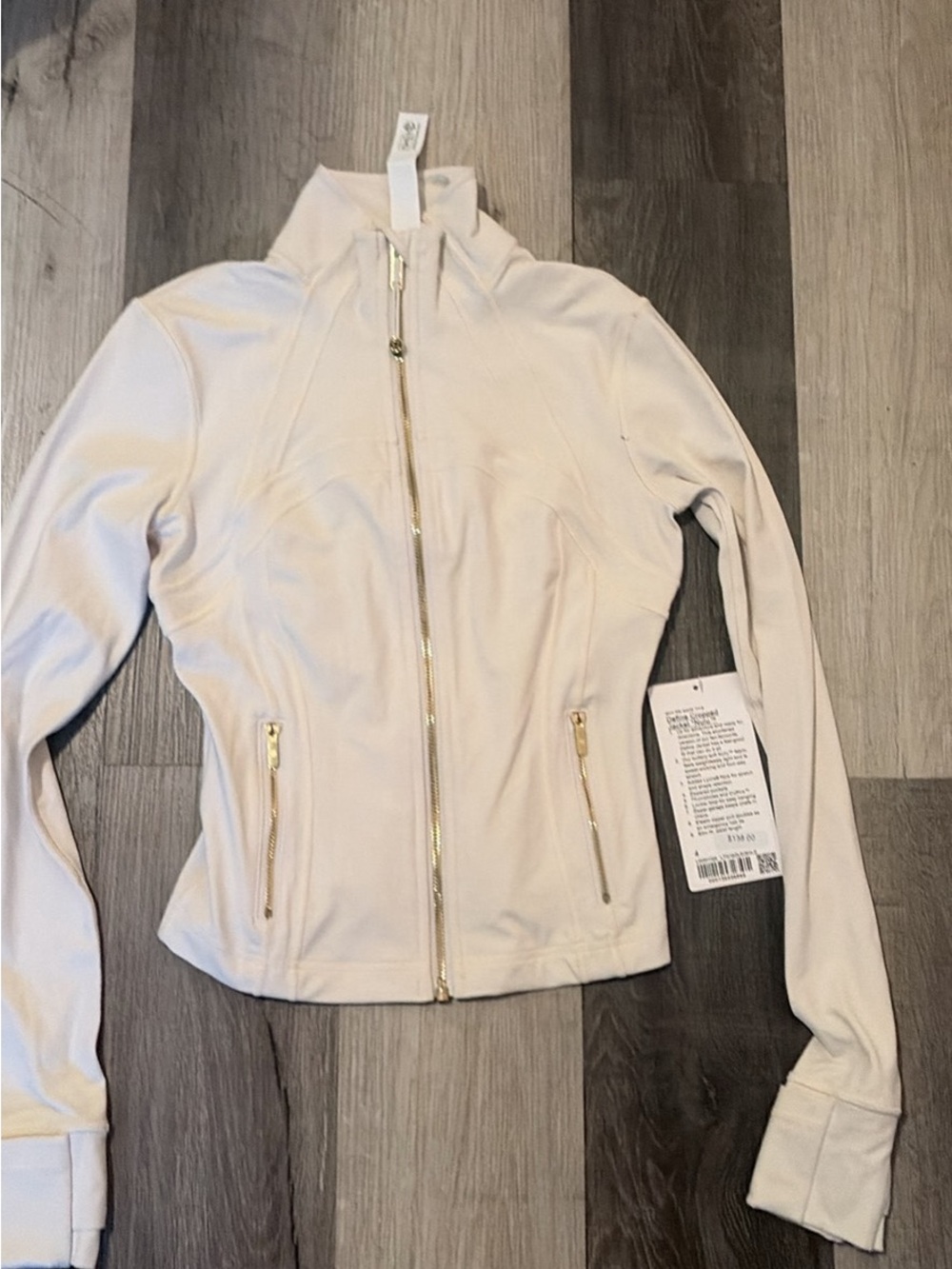 lululemon athletica Cream Zip-Up Bomber Jacket with Gold Zippers